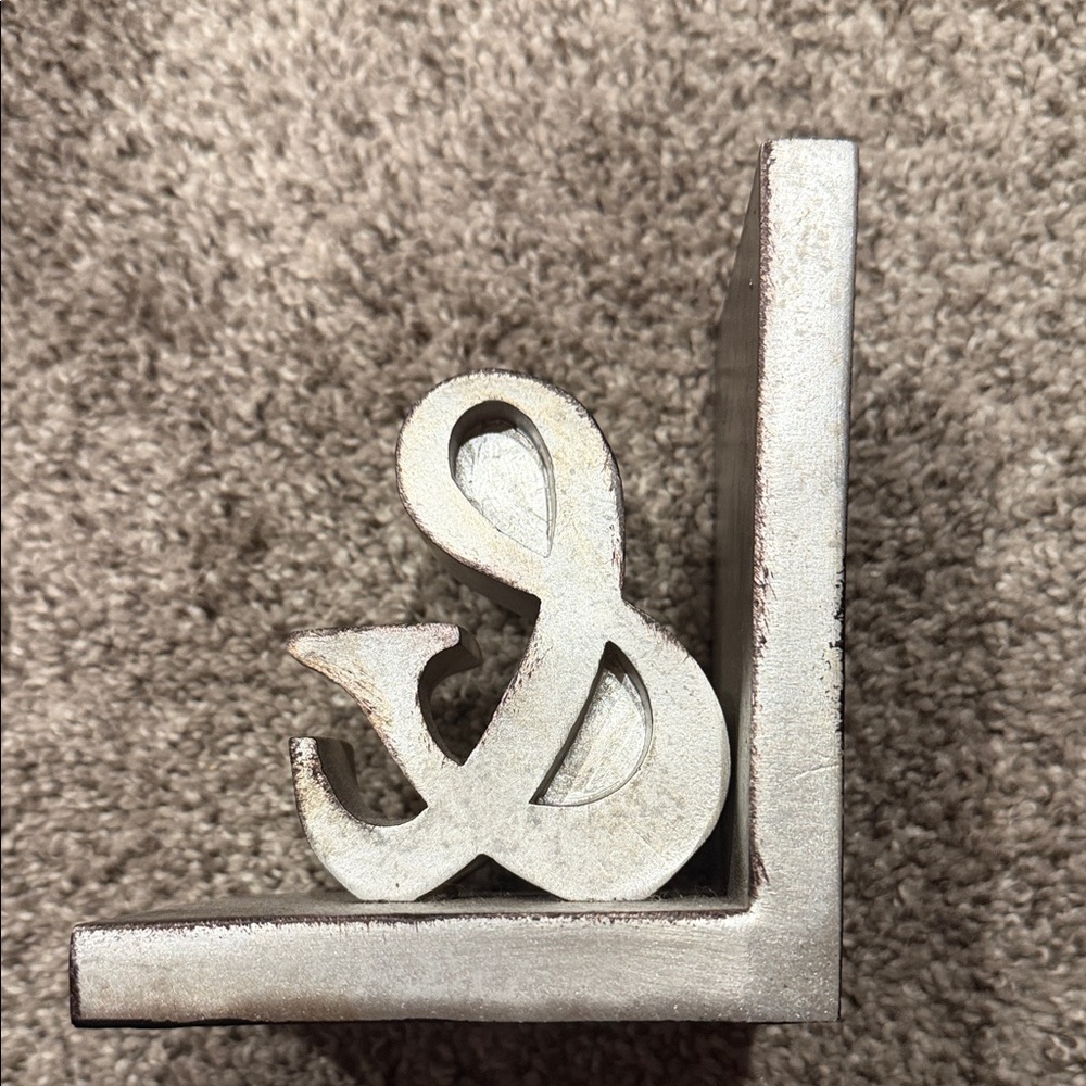 Silver Bookends Distressed Look of Silver and Rust Brown Color - Picture 8 of 9